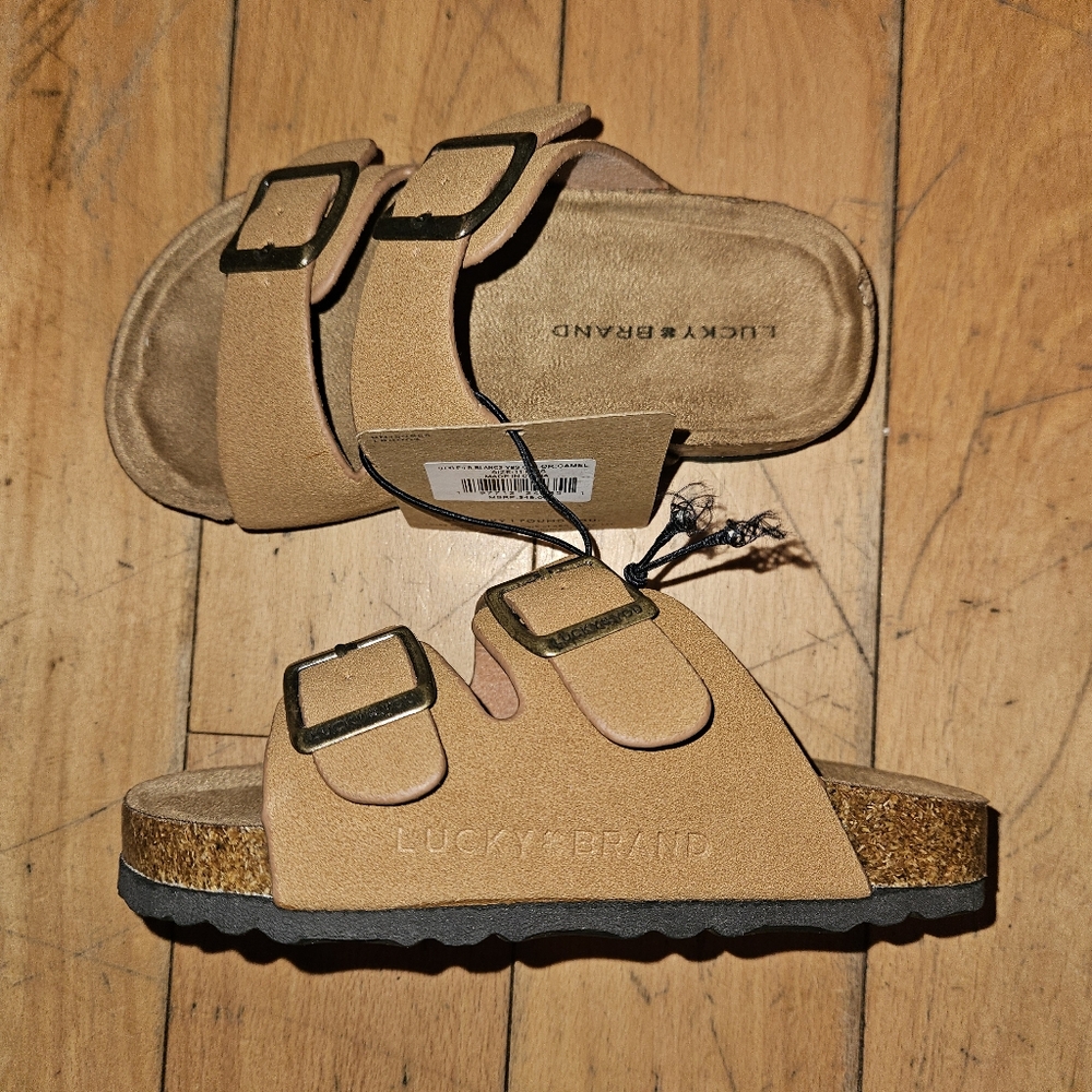 Lucky Brand "Blanc" Faux Suede Sandal Slides